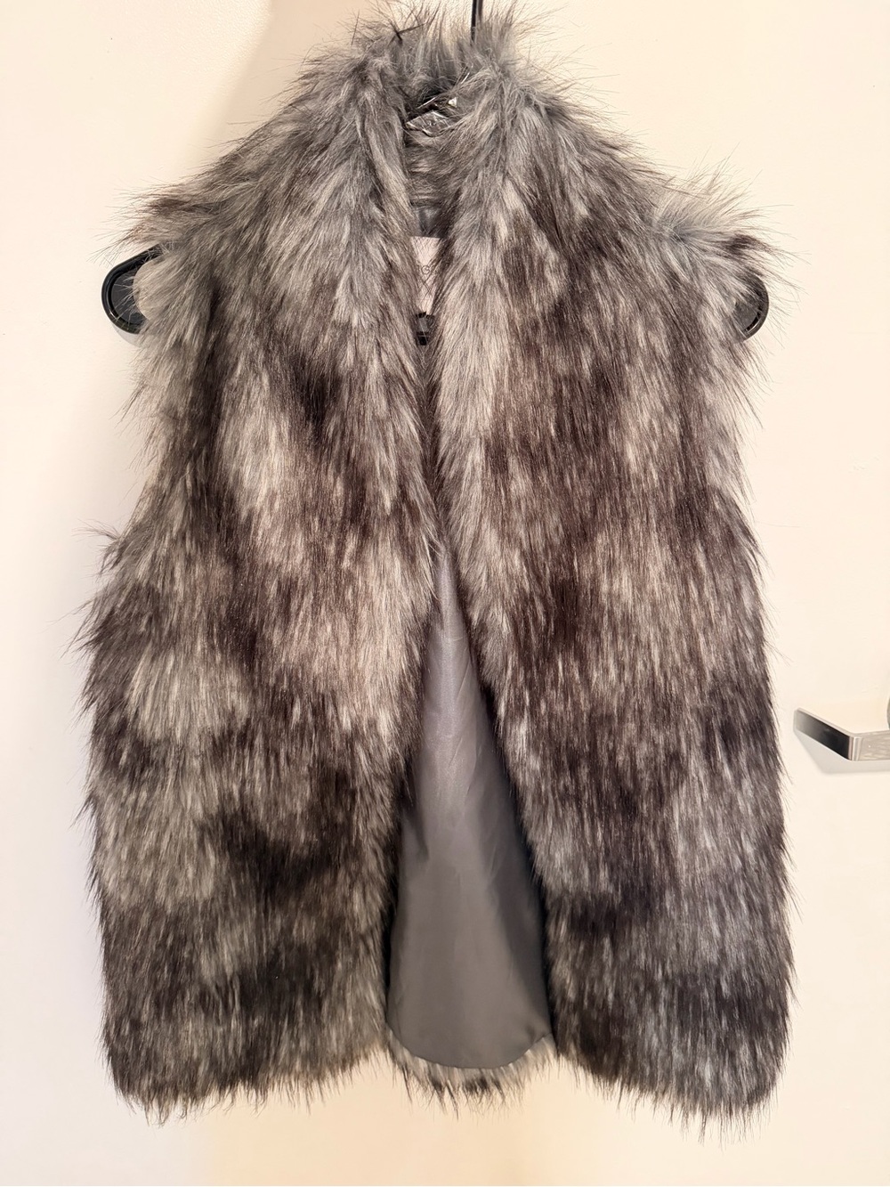 BCBG Faux Fur Vest - Gray Heather